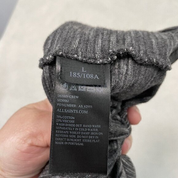 Allsaints Distressed Crew-Neck T-Shirt Tee Shirt Short Sleeve size Large - Picture 7 of 7